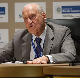 João Havelange, durante a Soccerex, a maior feira de futebol do mundo, realizada pela empresa britânica Sport Global Management. Essa é a 1a edição do evento no Rio que acontece de 20 à 24 de novembro no Forte de Copacabana. Rio de Janeiro/RJ, Brasil. Felipe Sampaio Quintanilha / Fotoarena