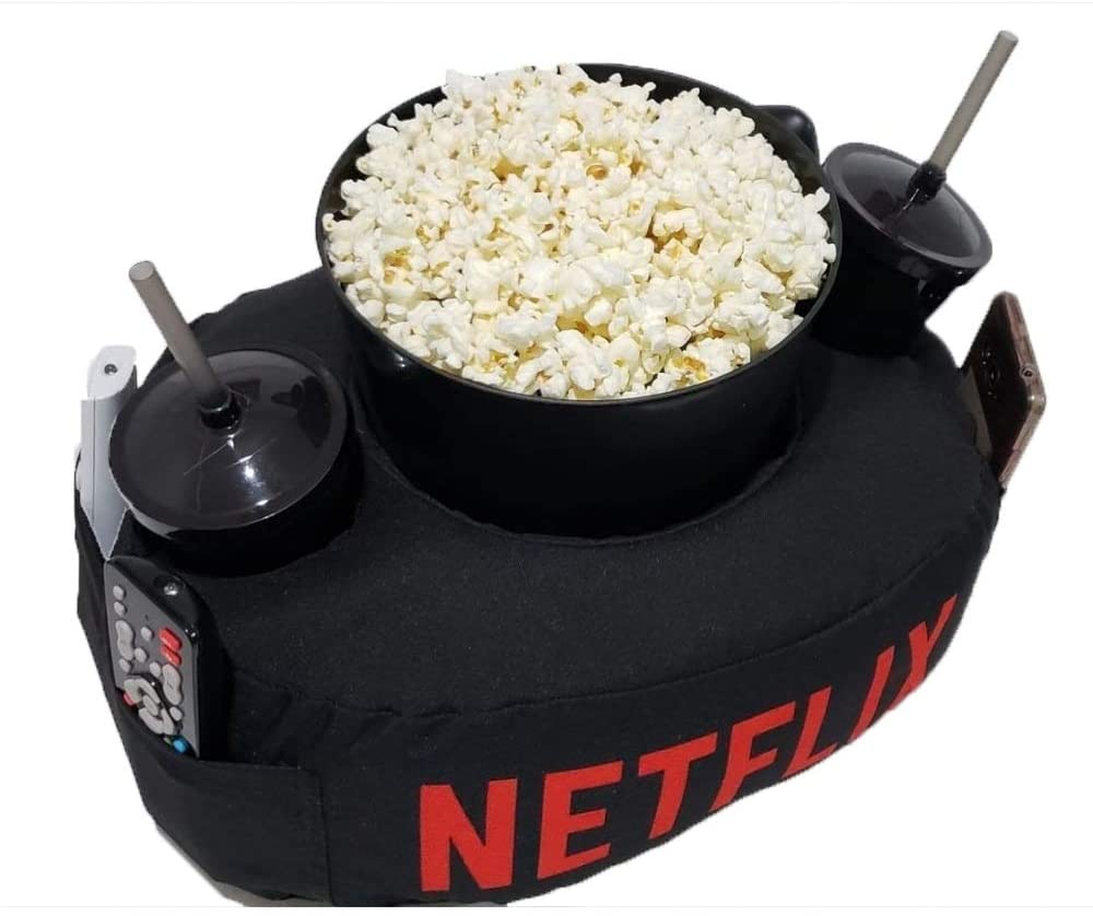 Kit Almofada C/Porta Pipoca Balde +2 Copos Netflix