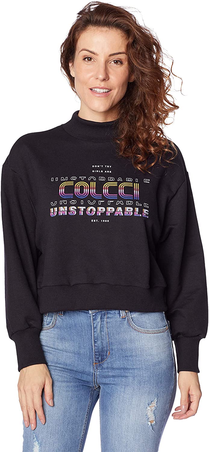 Blusão Moletom Estampado, Colcci, Feminino