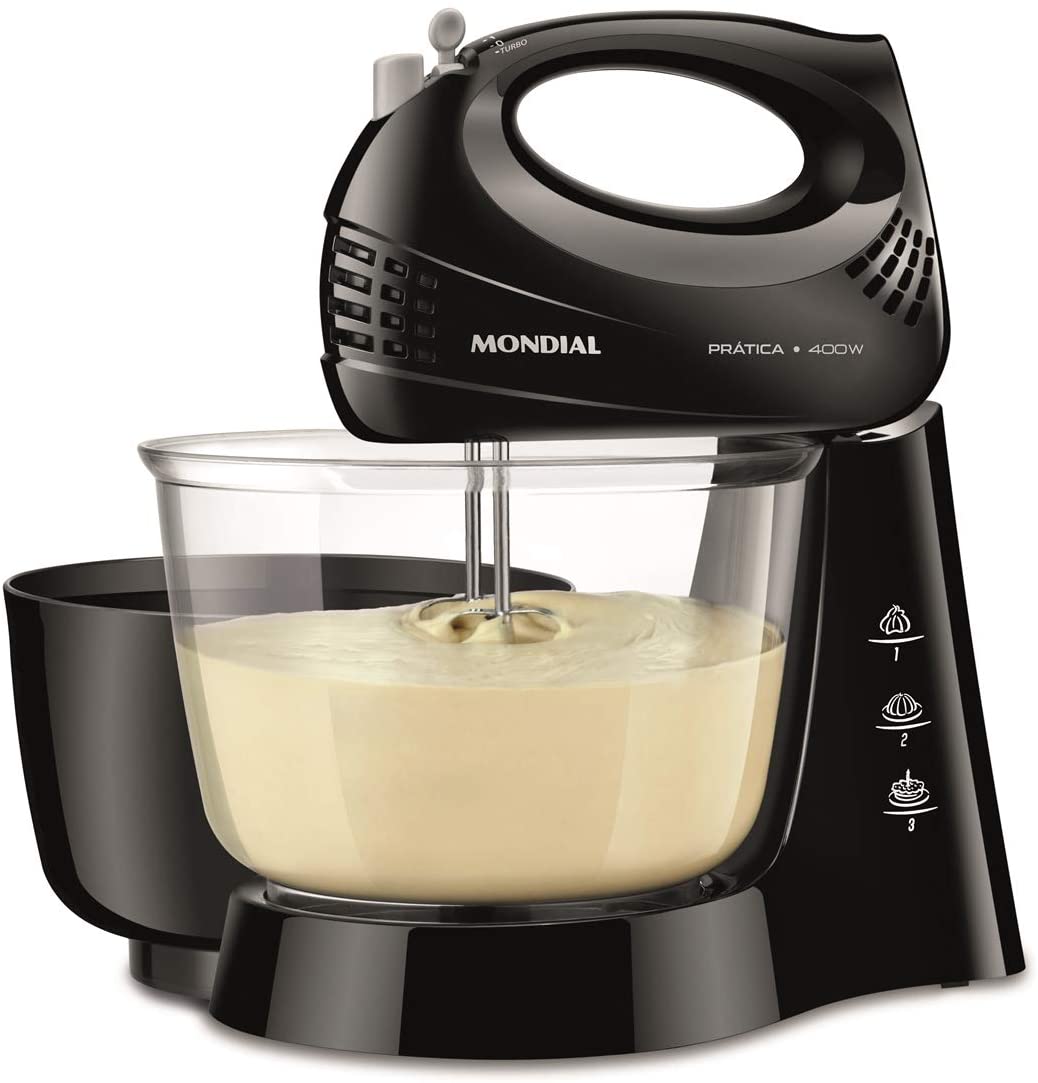 Batedeira Prática Mondial, Due, 127V, Preto, 400Wl