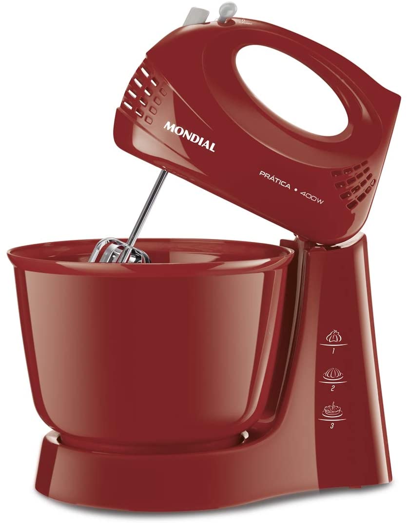 Batedeira Prática Mondial, 127V, Vermelho, 400Wl