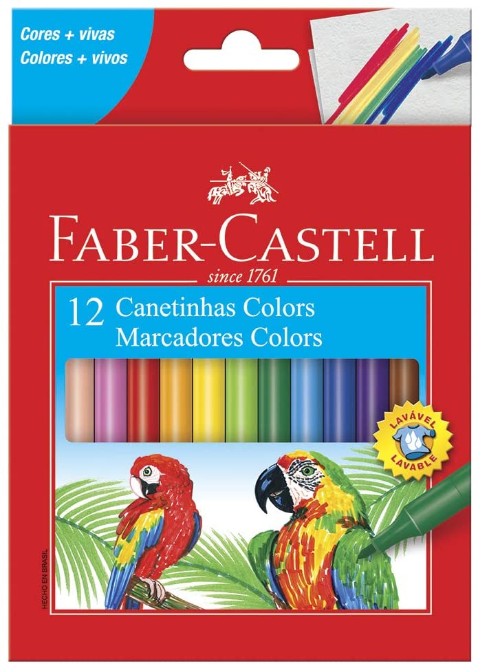 Canetinha Hidrográfica, Faber-Castell, 15.0112CZF, 12 Cores