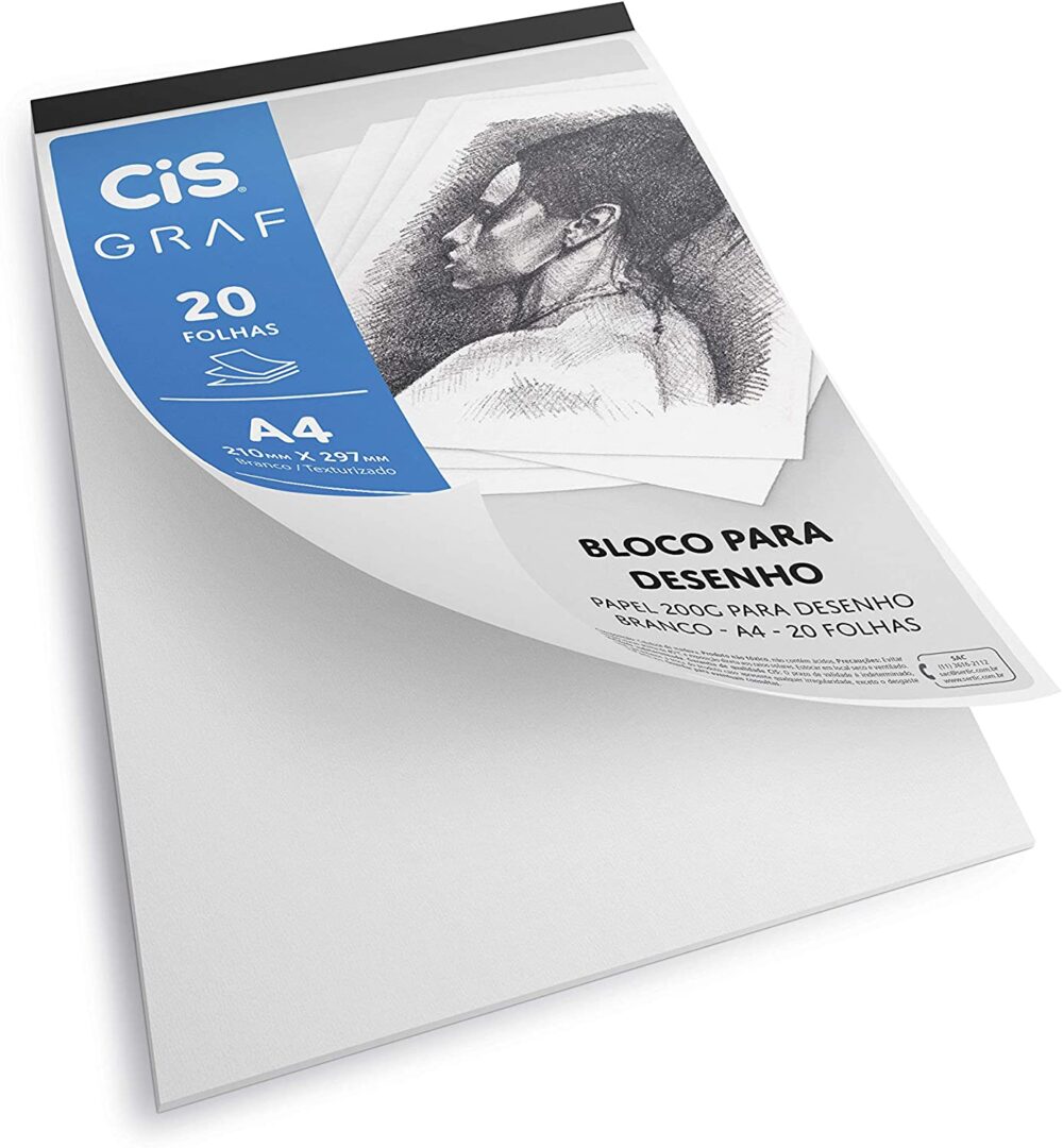 Bloco de Papel para Desenho A4 200G 20 folhas, CIS, branco