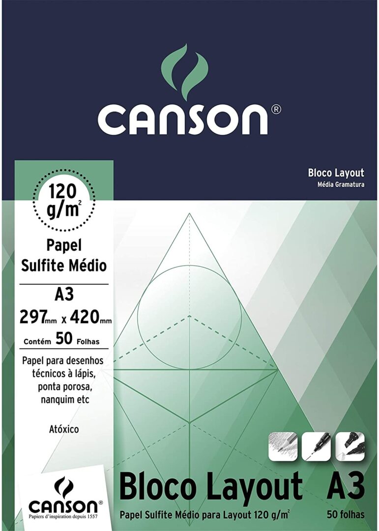 Bloco Técnico A3 120g/m², Canson, 66667155, Layout, 50 Folhas
