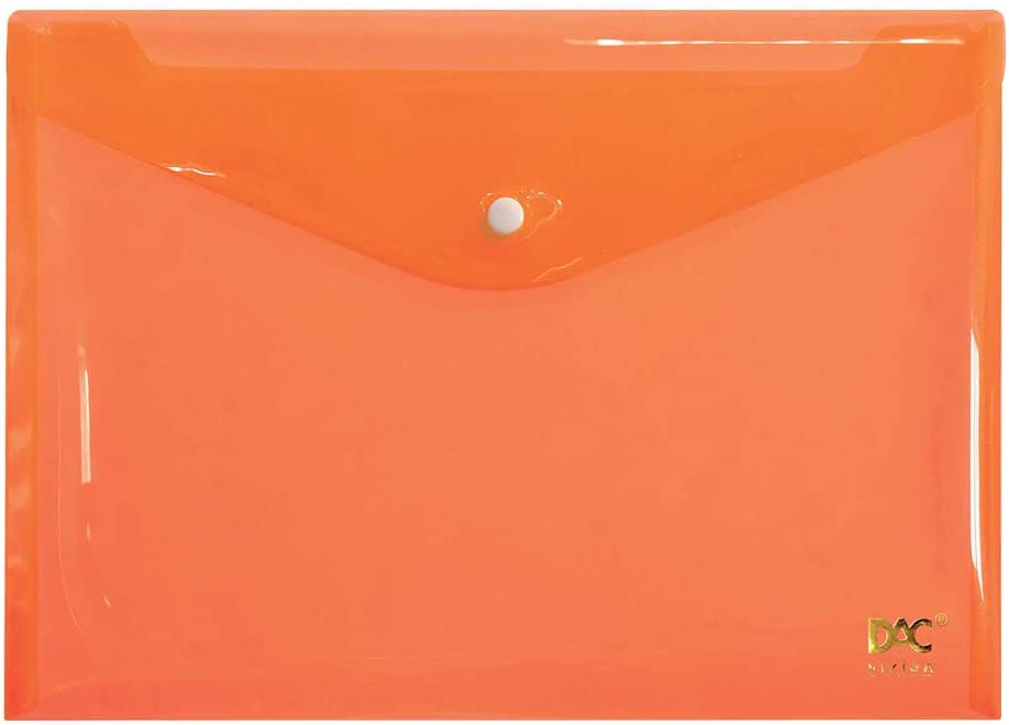 DAC Malote A4 com Botao, Unitario, 332 mm x 237 mm, Laranja