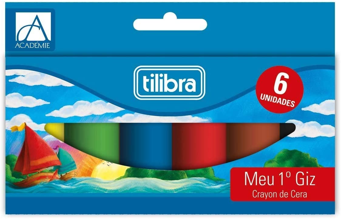 Meu Primeiro Giz de Cera 6 Cores Académie,Tilibra - 1 un