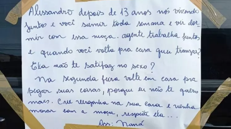 recado mulher traída amante