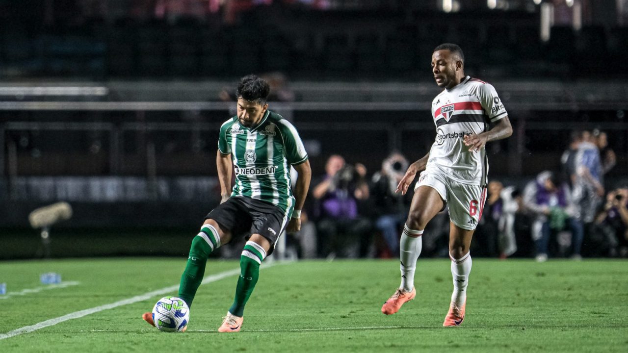 Lance de São Paulo x Coritiba, pelo Brasileirão