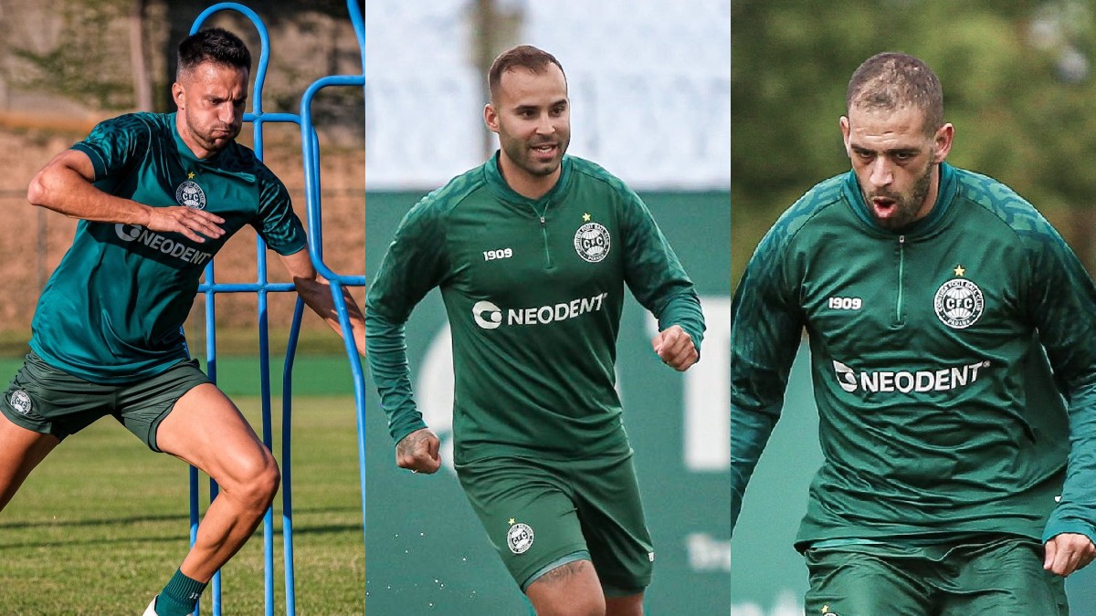 Samaris, Jesé e Slimani em treino do Coritiba