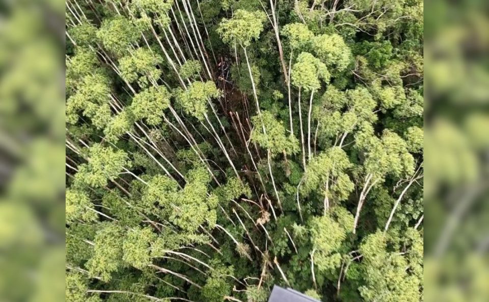 Imagem divulgada pela Polícia Militar mostra destroços do helicóptero - Foto: Divulgação/PM/SP