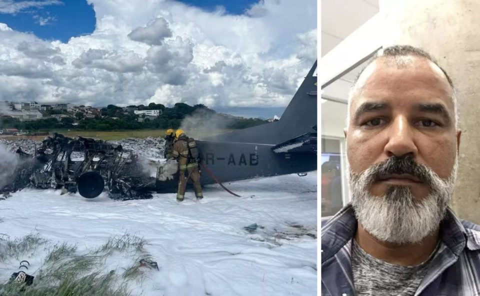 O mecânico "está bem". "Pessoal, quero tranquilizar a todos em relação ao Walter (…) Informo que ele está bem e logo estará em casa", escreveu a esposa dele - Foto: Divulgação/Corpo de Bombeiros (esquerda) - Reprodução/Redes Sociais (direita)