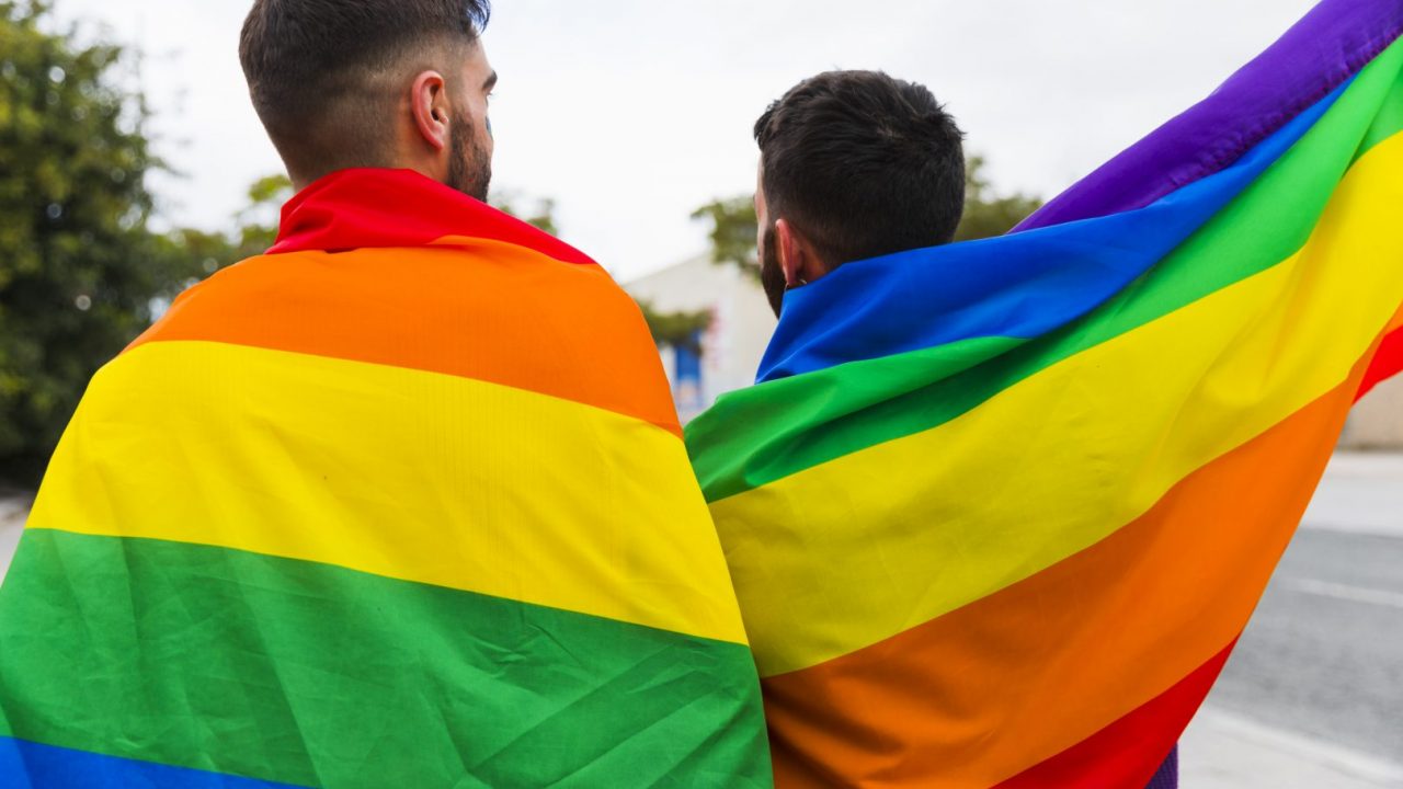 couple-gay-wrapped-lgbt-flags-standing-back