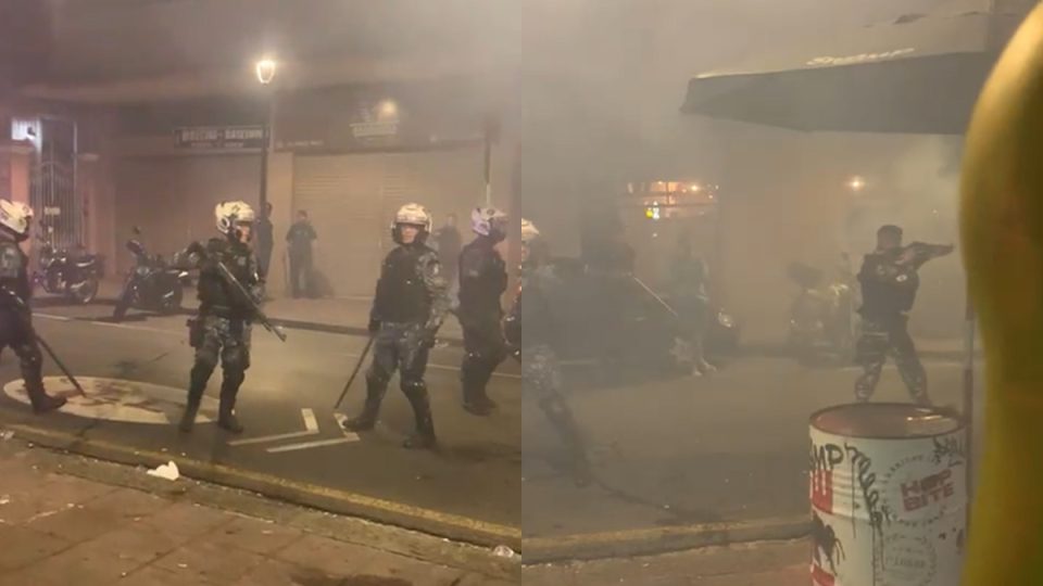 Bombas e balas de borracha: PM e GM dispersam foliões após celebração do Oscar na Rua Riachuelo; veja vídeos