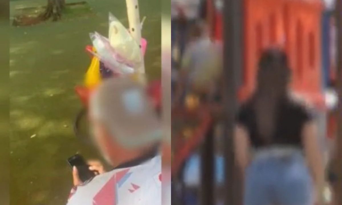 vendedor de algodão-doce apagando vídeos do celular