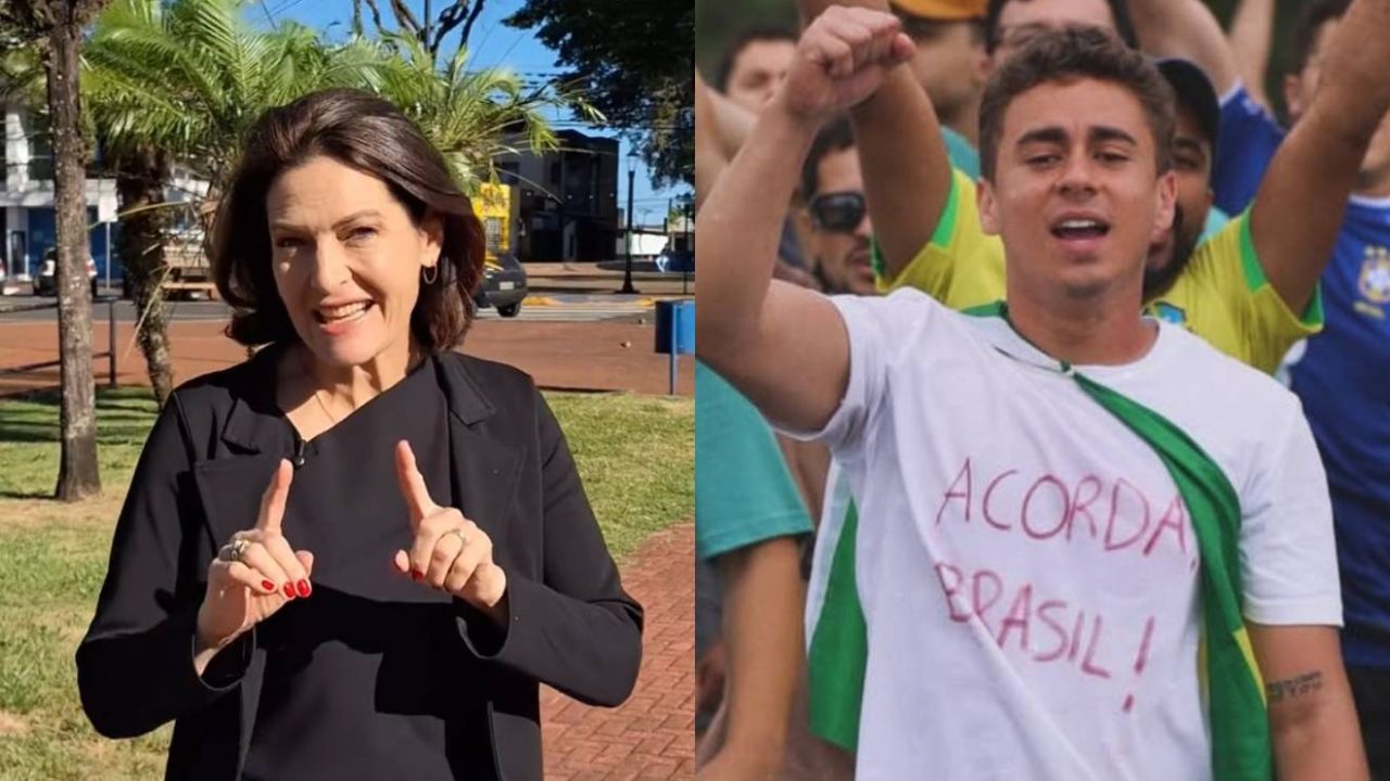 Cristina Graeml e Nikolas Ferreira, lado a lado. Pré-candidata ao Senado pelo Paraná convocou uma caminhada nos moldes feitos pelo deputado para o Carnaval
