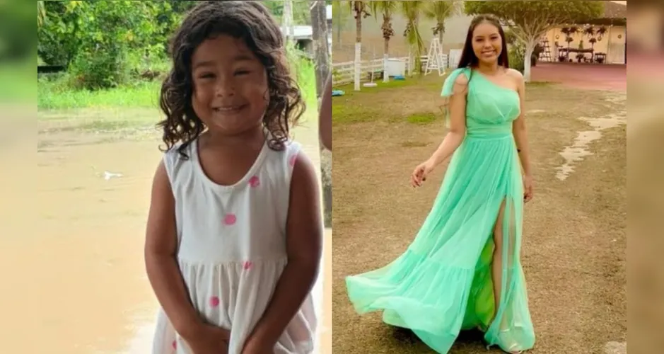 Foto mostra, à esqueda, a menina Samila de Souza usando vestido branco e sorrindo para foto. À direita, Lara Bianca aparece de vestido verde e sorrindo