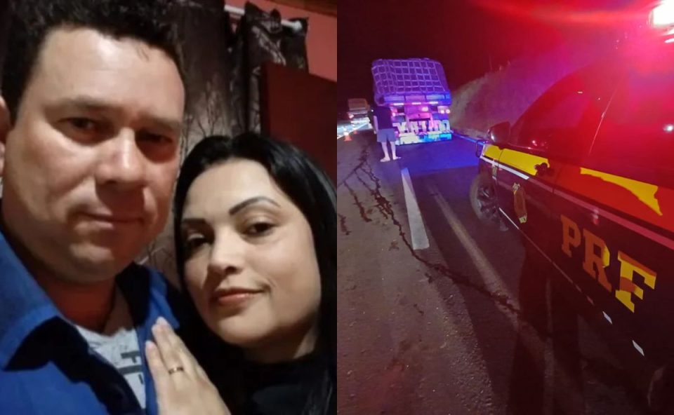 colagem da foto do casal que morreu em acidente na br-373 e a foto do acidente