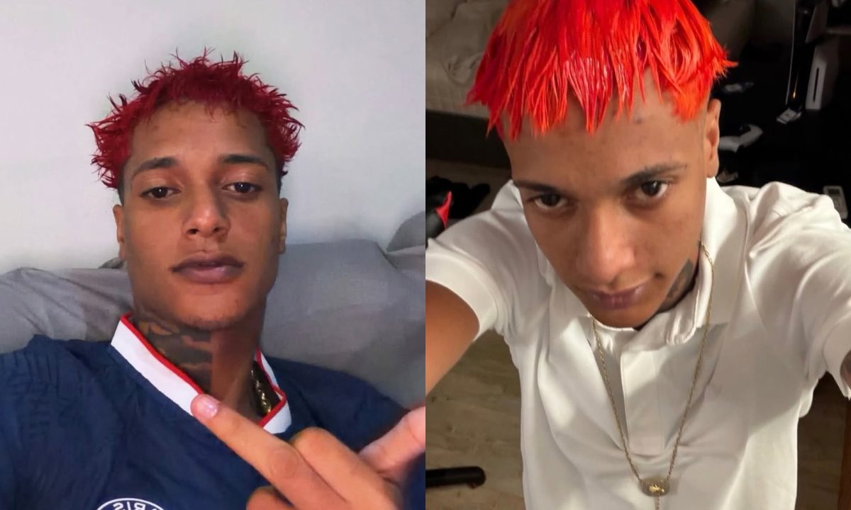 Colagem com duas selfies de Oruam no Instagram