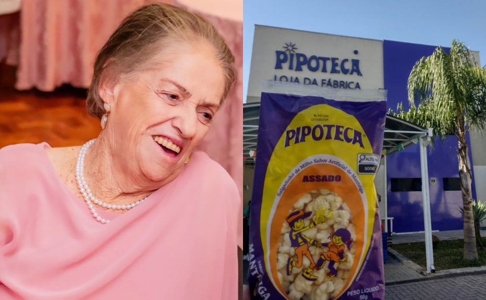 Plácida dos Santos, fundadora da Pipoteca, ao lado da fábrica