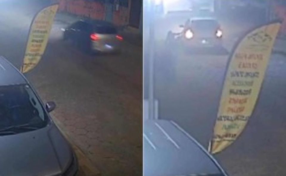 Imagens de câmeras de segurança mostrando o carro do homem arrastando a ex-namorada