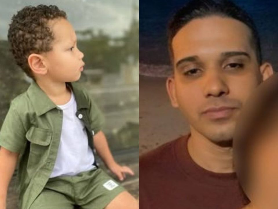 Colagem de fotos mostra o menino Moisés à esquerda e o padrasto à direita. 