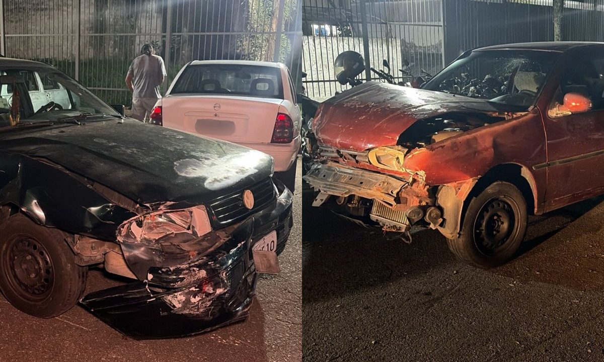 Quantum Santana, à esquerda, e o Gol, à direita; ambos os carros foram roubados e estiveram envolvidos no acidente da Linha Verde desta sexta-feira (20)