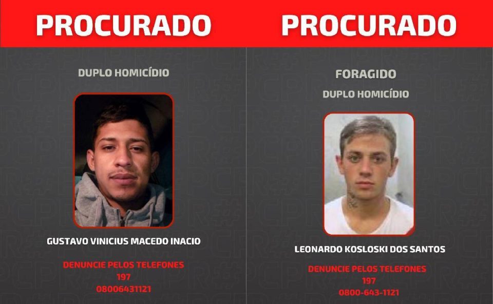 Fotos mostram os procurados pela polícia