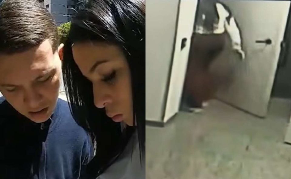 Momento em que casal invade condomínio