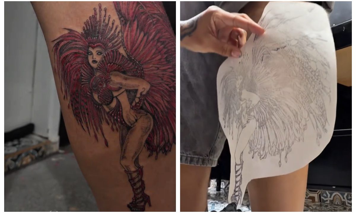 Fotos da perna do fã que fez a tatuagem da Virgínia