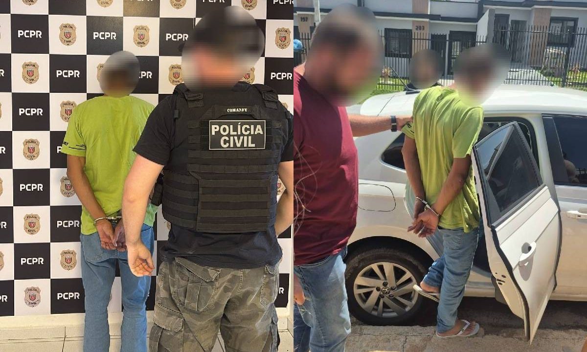 Fotos mostram suspeito sendo preso