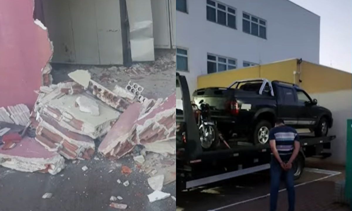 colagem de fotos do homem que invadiu o batalhão da polícia militar em cascavel