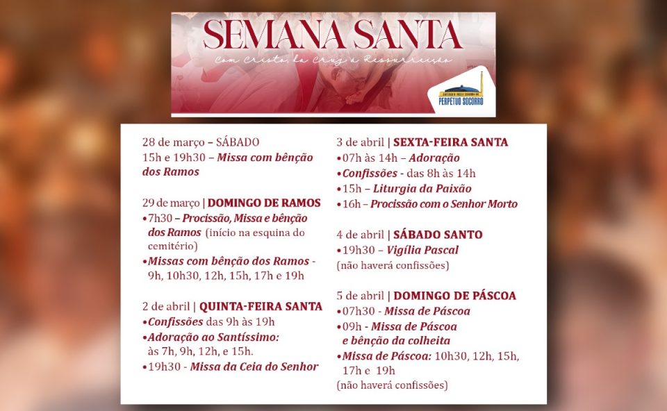 programação da semana santa na igreja perpetuo socorro curitiba