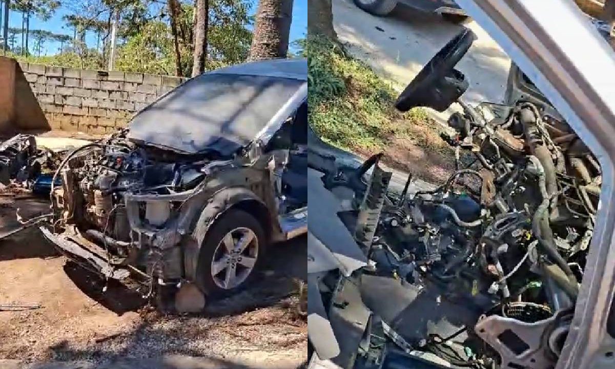 Fotos mostram carros sendo desmanchados