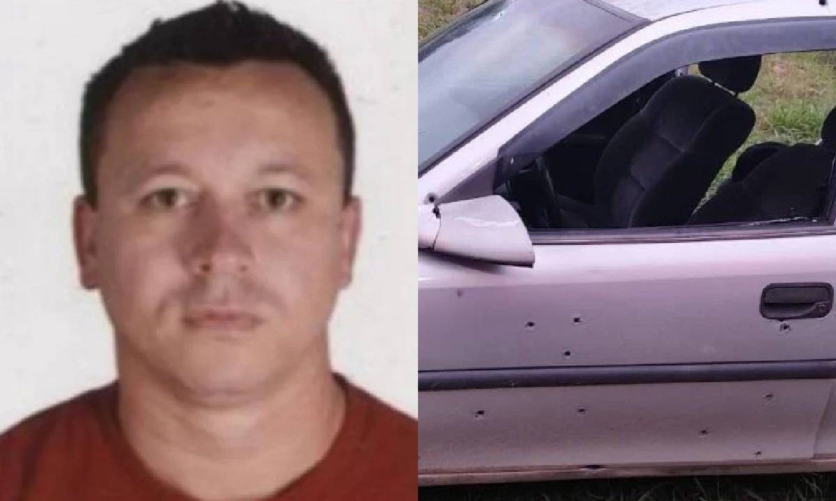 Fotos mostram Adriano Borba Rocha e o carro da vítima com marca de tiros