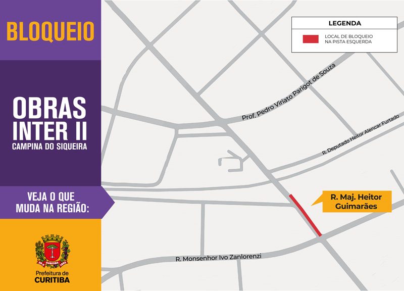 Foto mostra mapa do trânsito no Campina do Siqueira, que terá bloqueios para a retomada das obras do Novo Inter 2