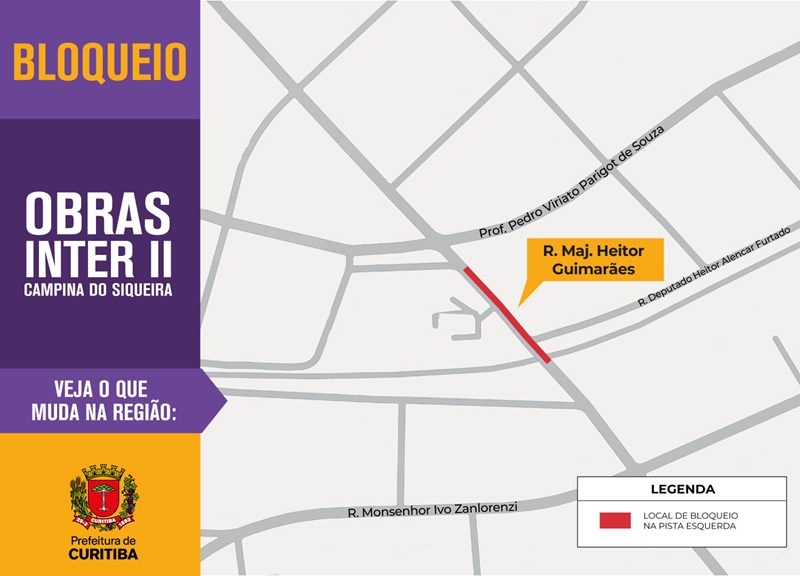 Foto mostra mapa do trânsito no Campina do Siqueira, que terá bloqueios para a retomada das obras do Novo Inter 2