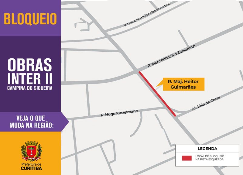 Foto mostra mapa do trânsito no Campina do Siqueira, que terá bloqueios para a retomada das obras do Novo Inter 2