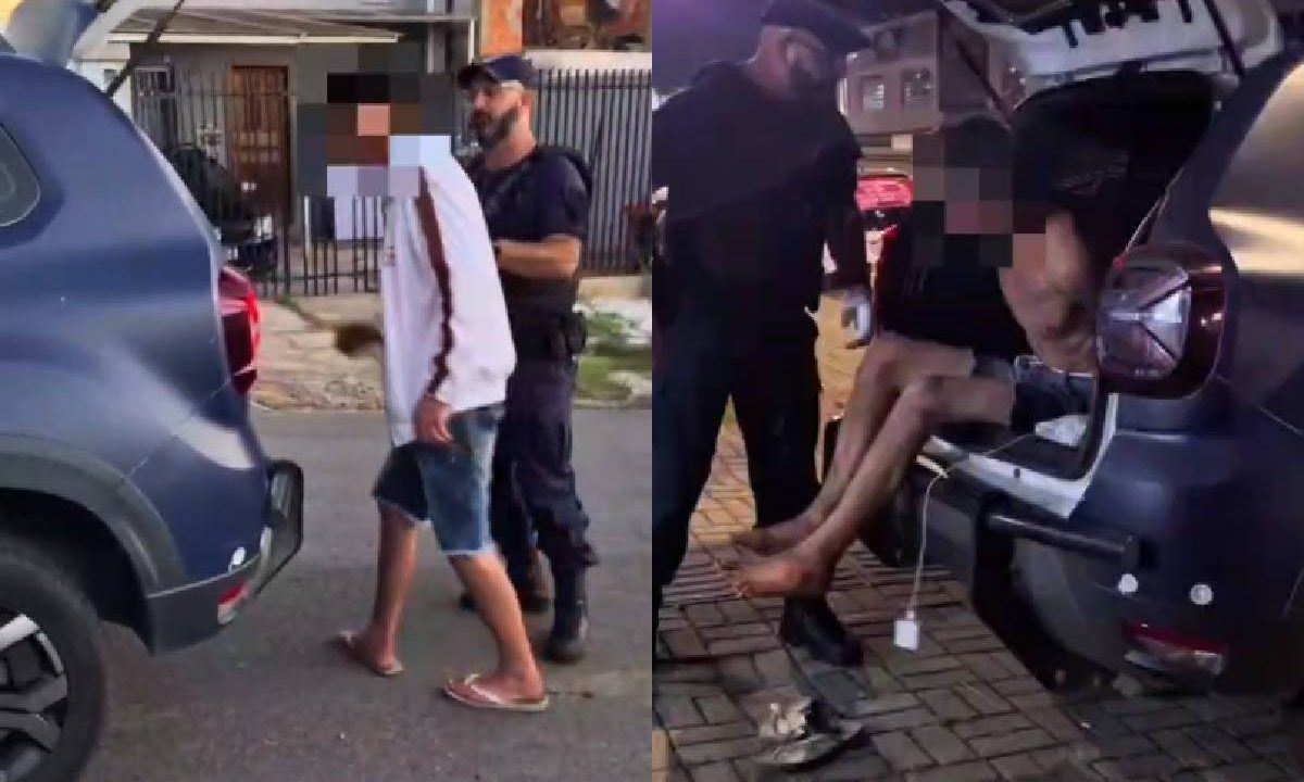 Fotos mostram suspeito sendo preso após adolescente denunciar abuso
