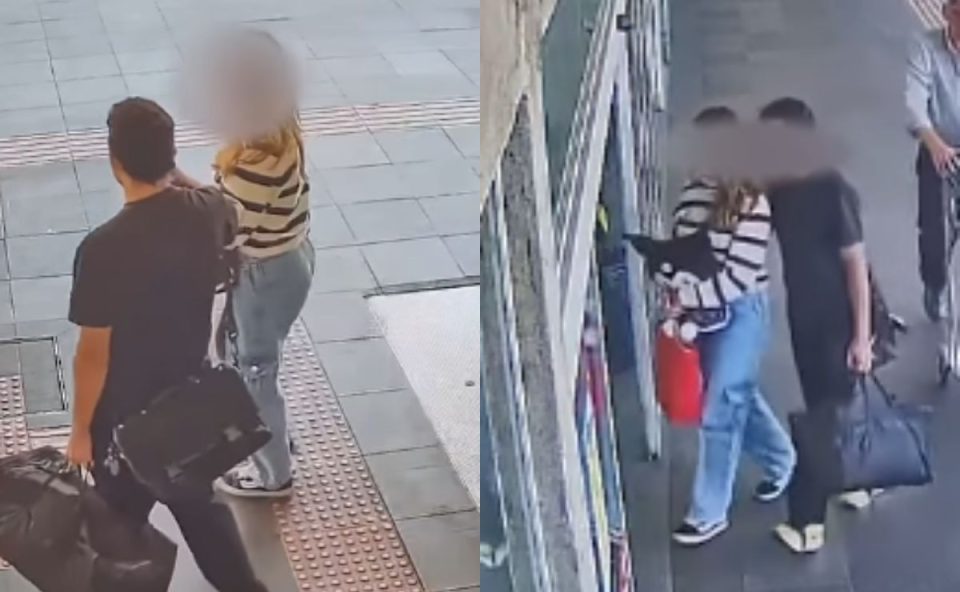 Adolescente que estava desaparecida andando ao lado de homem na rodoviária de Curitiba; imagem foi registrada por câmeras de vídeo de segurança