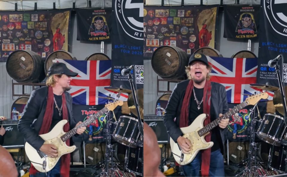 Trechos do vídeo em que Adrian Smith, guitarrista do Iron Maiden se apresenta na Bodebrown, em Curitiba