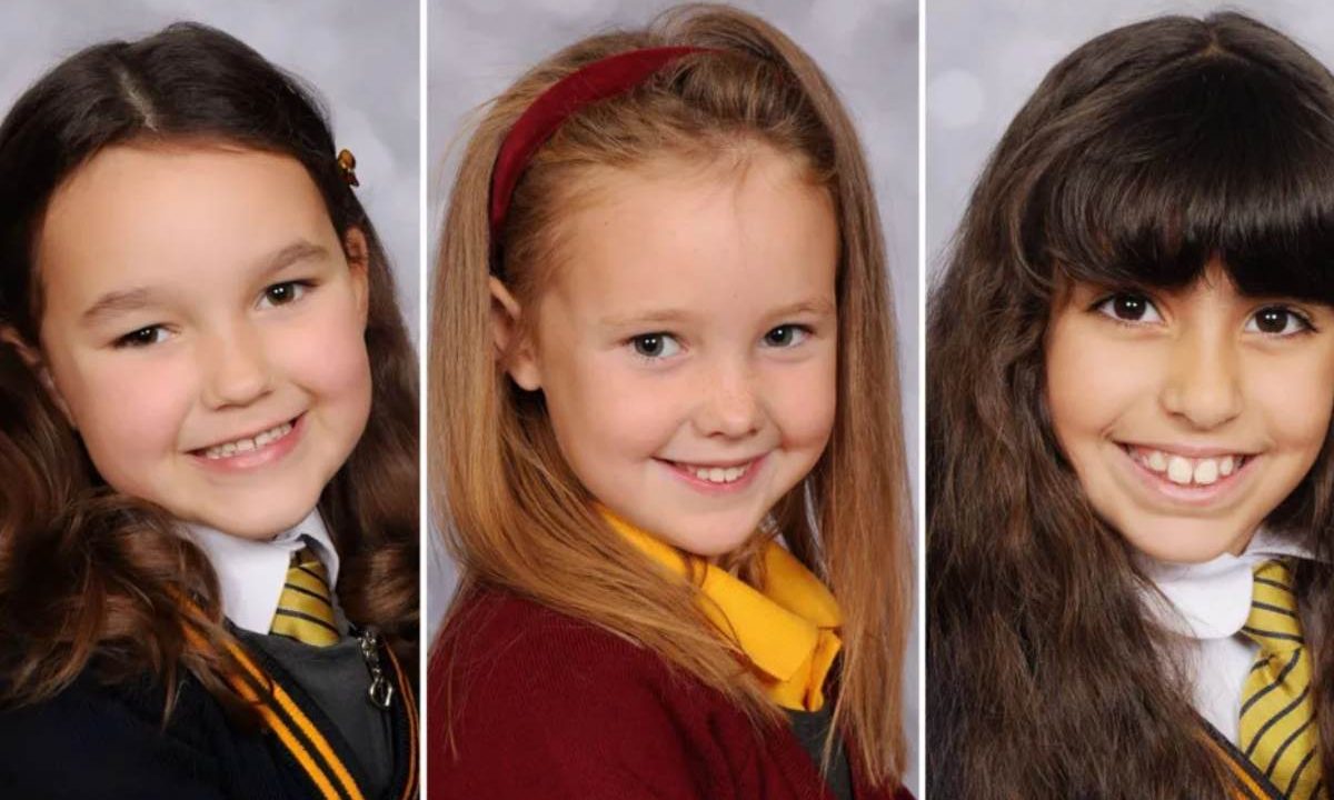 Três meninas vítimas de assassinato em montagem com as fotos delas