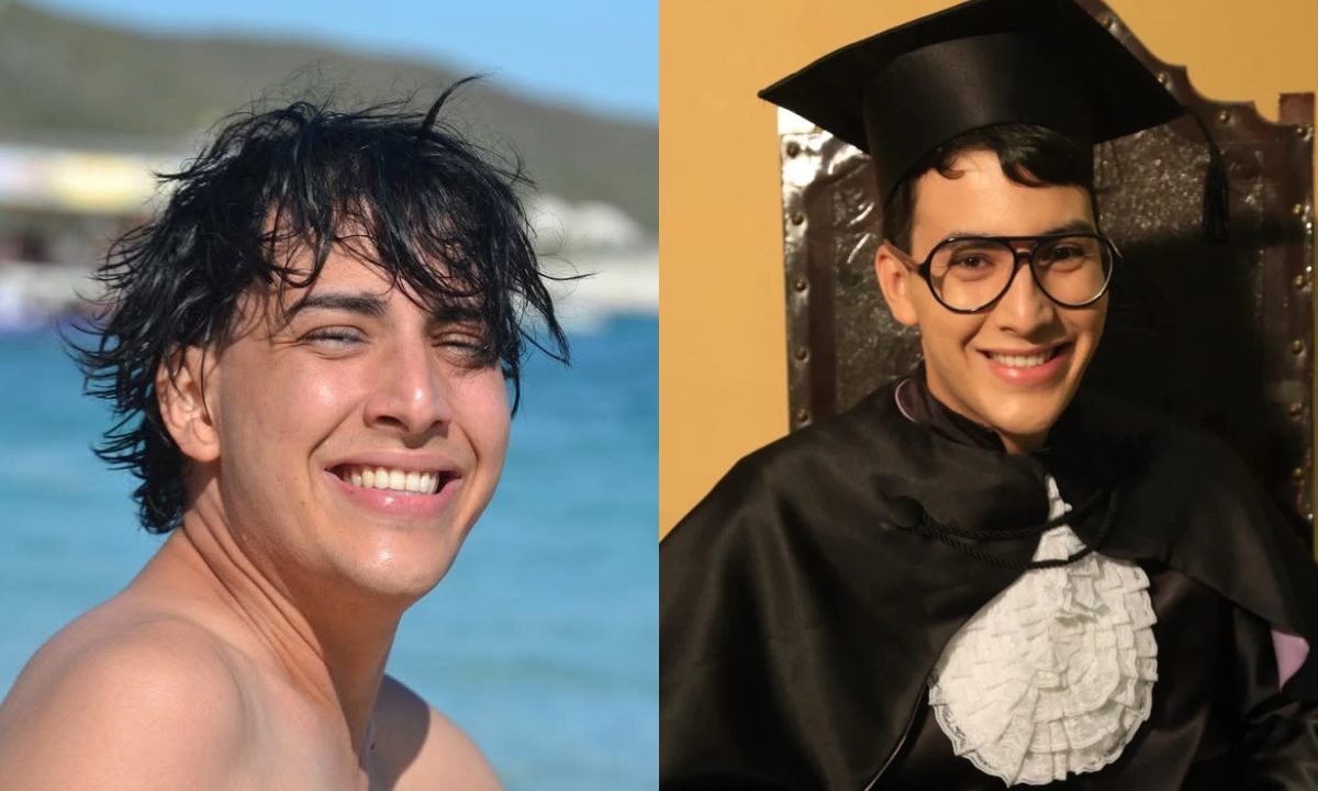 Colagem de duas fotos do brasileiro encontrado morto na Argentina, Danilo Neves Pereira. Ele aparece na praia e em sua formatura universitária.