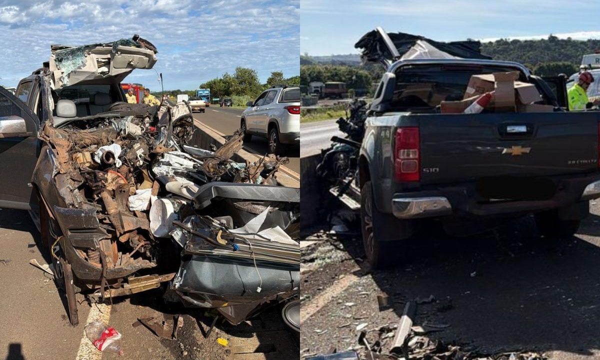 Caminhonete destruída após bater em caminhão na BR-369