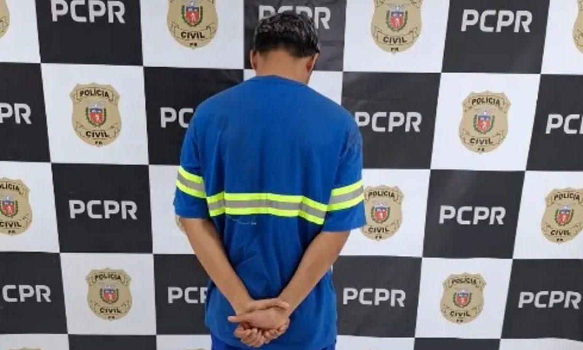 Imagem mostra homem preso suspeito de estupro em Cascavel.