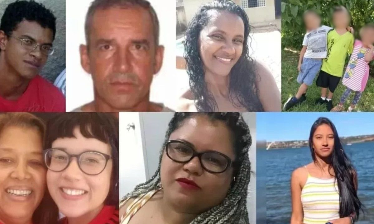 Foto das 10 pessoas da mesma família vítimas da maior chacina do Distrito Federal. Réus foram condenados e penas ultrapassam 1.200 anos de prisão.