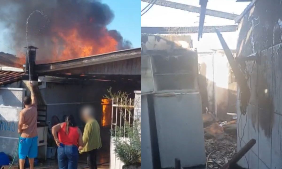 Moradores apagado incêndio que atingiu casa