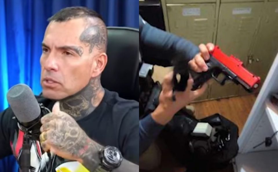Policial conhecido como Sancho Loko em entrevista e apreensão de arma durante operação em batalhão