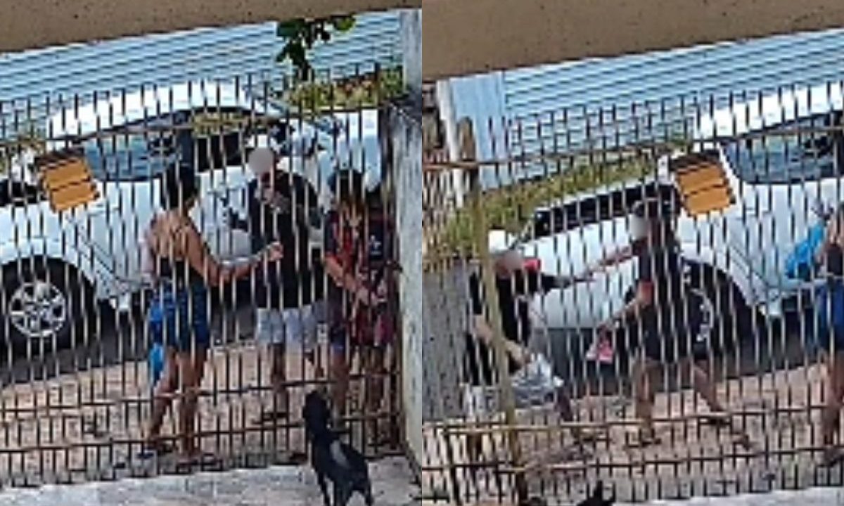 imagens do momento em que a mulher é morta a tiros pelo marido empresário. suspeito apontou arma para a mãe dela