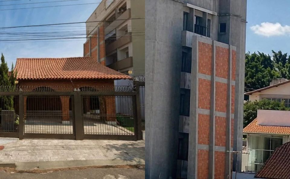 foto do muro de 13 metros erguido no terreno da casa 