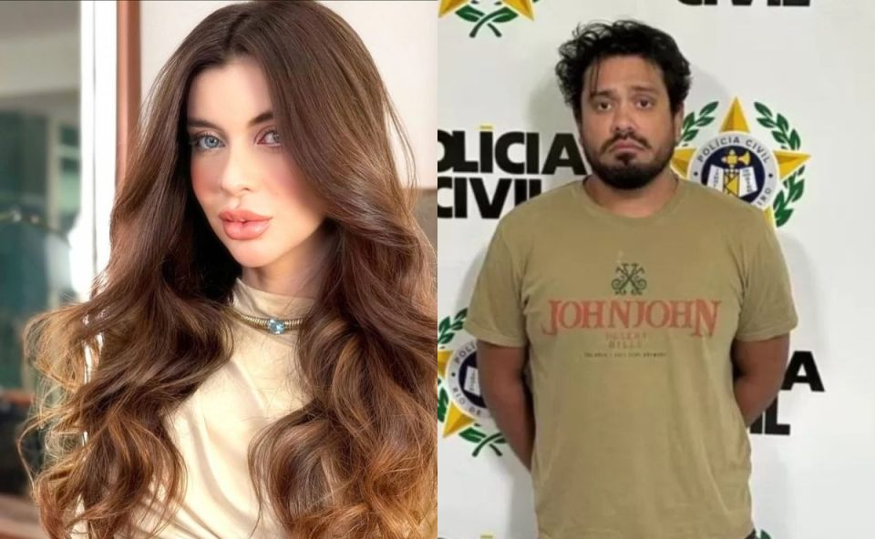 colagem de fotos. à esquerda, foto da modelo. à direita, foto do namorado da modelo que foi preso após a morte da vítima no RJ